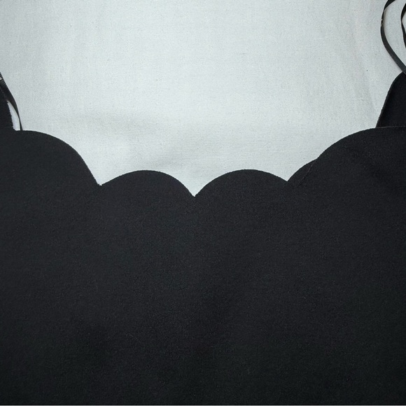 Lulu's Cumulonimbus Clouds Skater Dress Size M Scalloped Black Hidden Back Zip - Picture 3 of 10